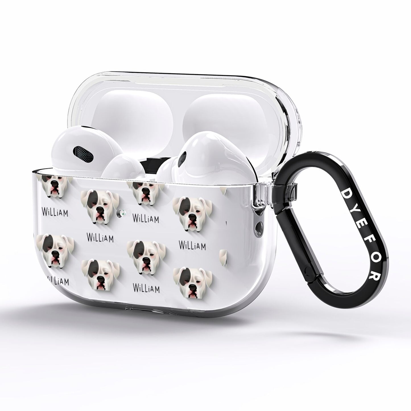American Bulldog Icon with Name AirPods Pro Clear Case Side Image