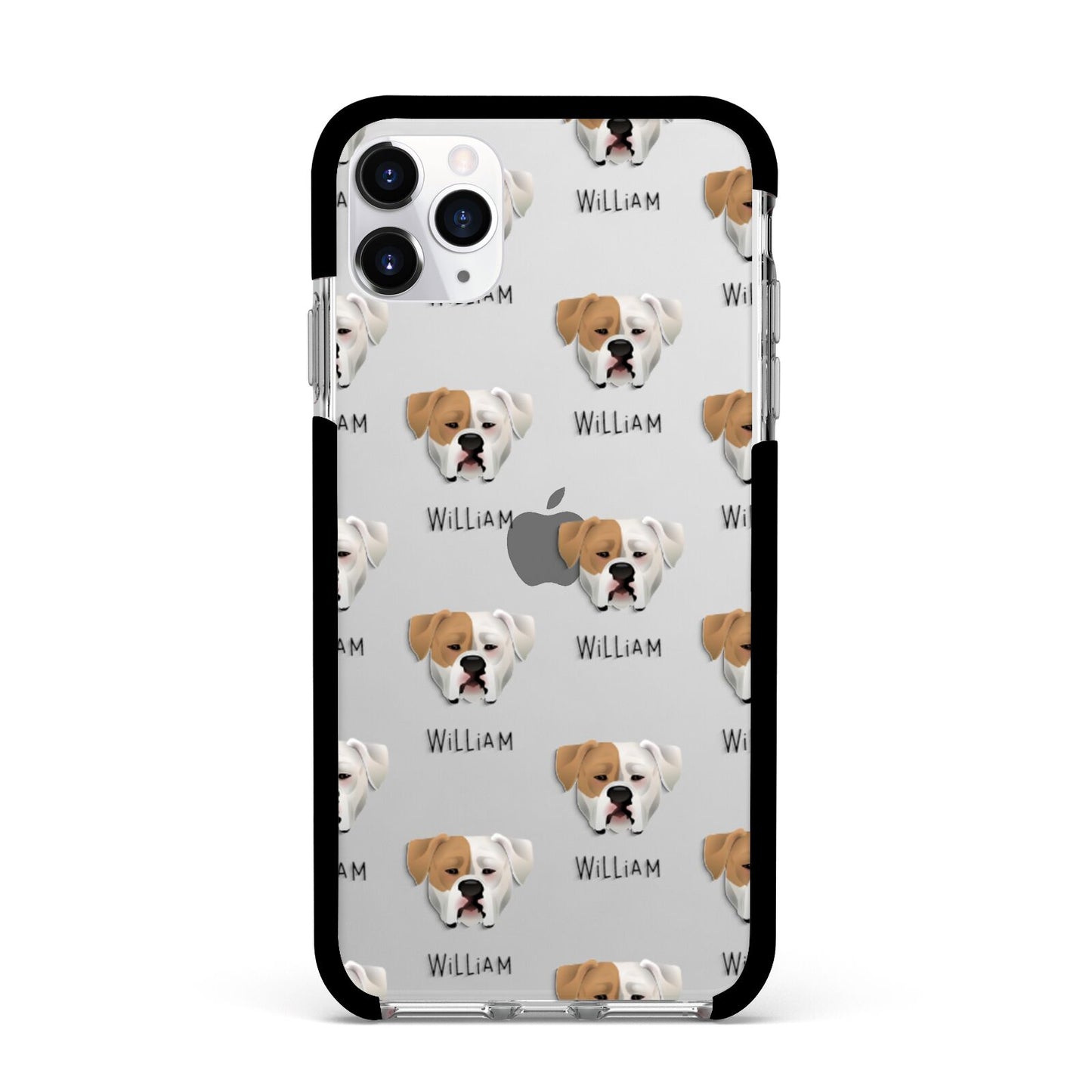 American Bulldog Icon with Name Apple iPhone 11 Pro Max in Silver with Black Impact Case