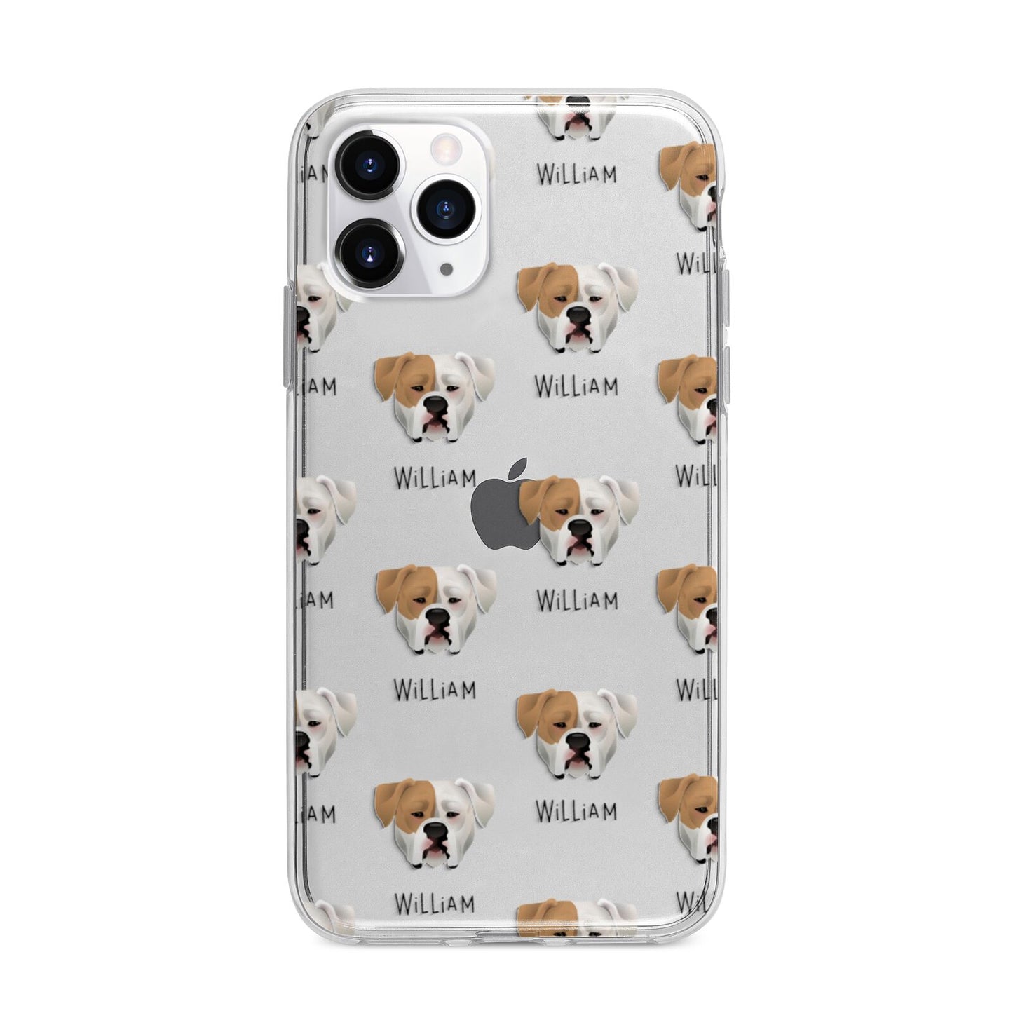 American Bulldog Icon with Name Apple iPhone 11 Pro Max in Silver with Bumper Case