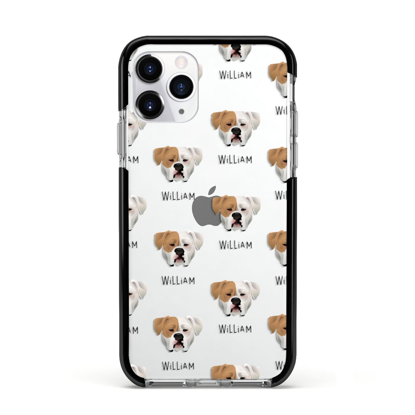 American Bulldog Icon with Name Apple iPhone 11 Pro in Silver with Black Impact Case