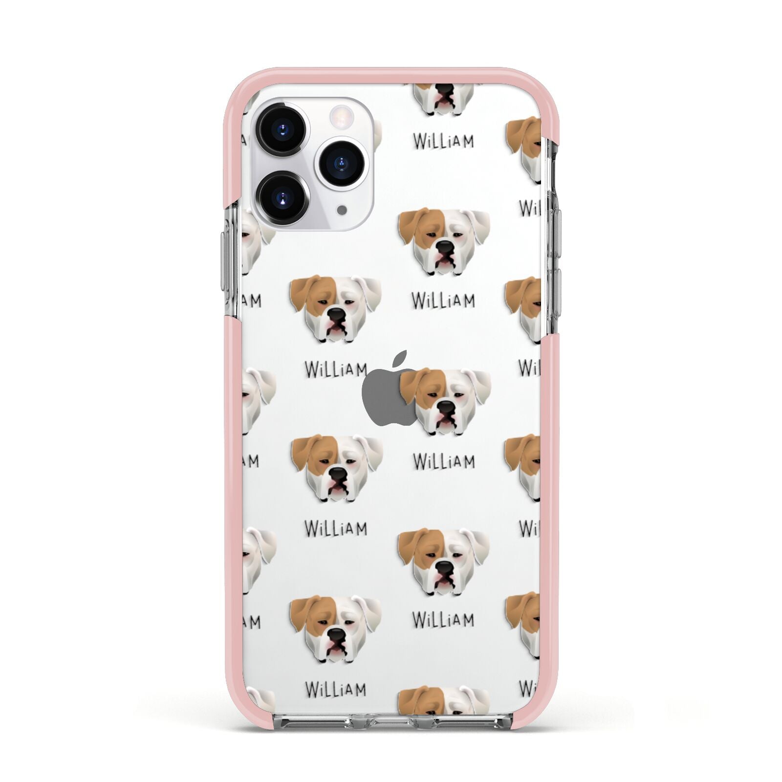 American Bulldog Icon with Name Apple iPhone 11 Pro in Silver with Pink Impact Case