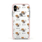 American Bulldog Icon with Name Apple iPhone Xs Impact Case Pink Edge on Silver Phone