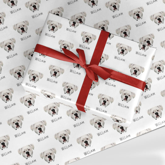 American Bulldog Icon with Name Custom Wrapping Paper