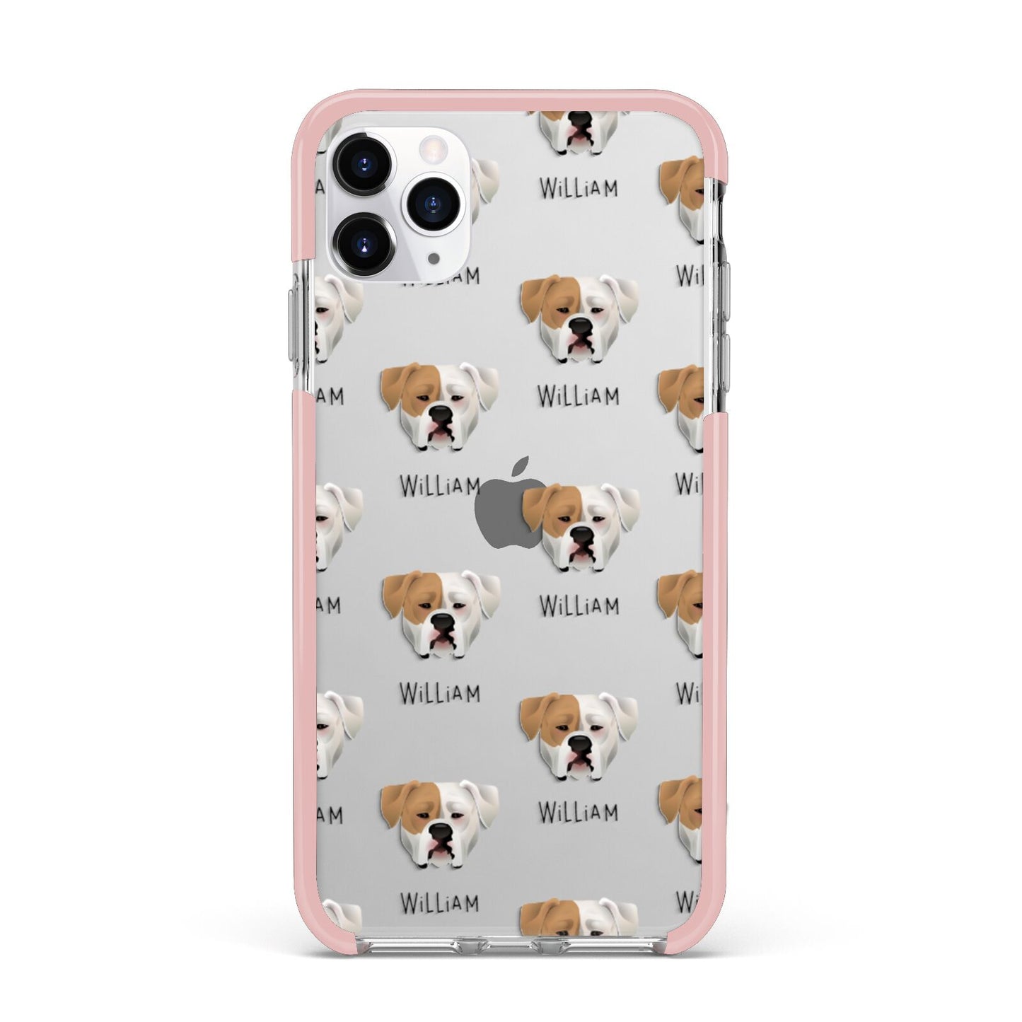 American Bulldog Icon with Name iPhone 11 Pro Max Impact Pink Edge Case