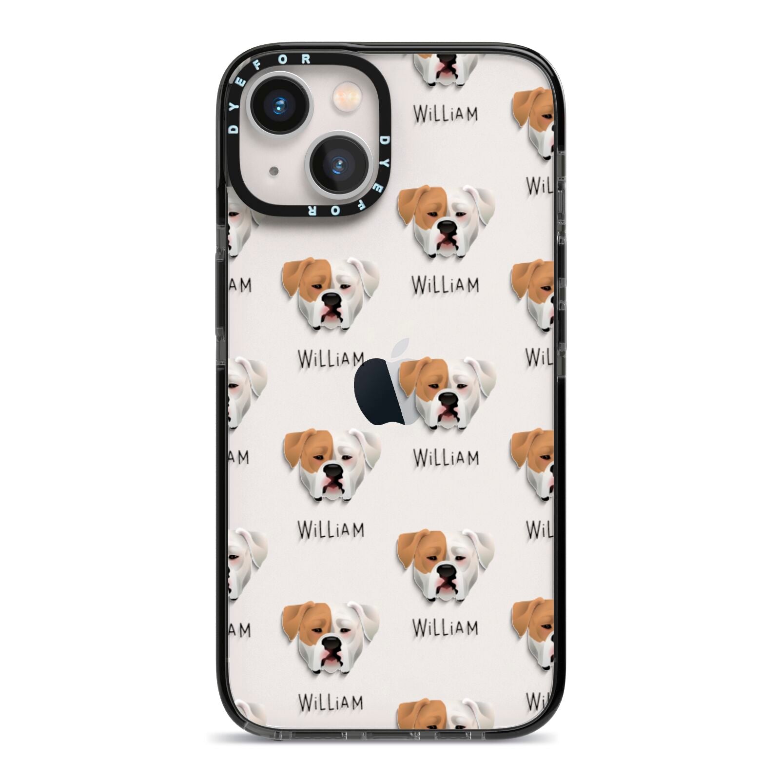 American Bulldog Icon with Name iPhone 13 Black Impact Case on Silver phone