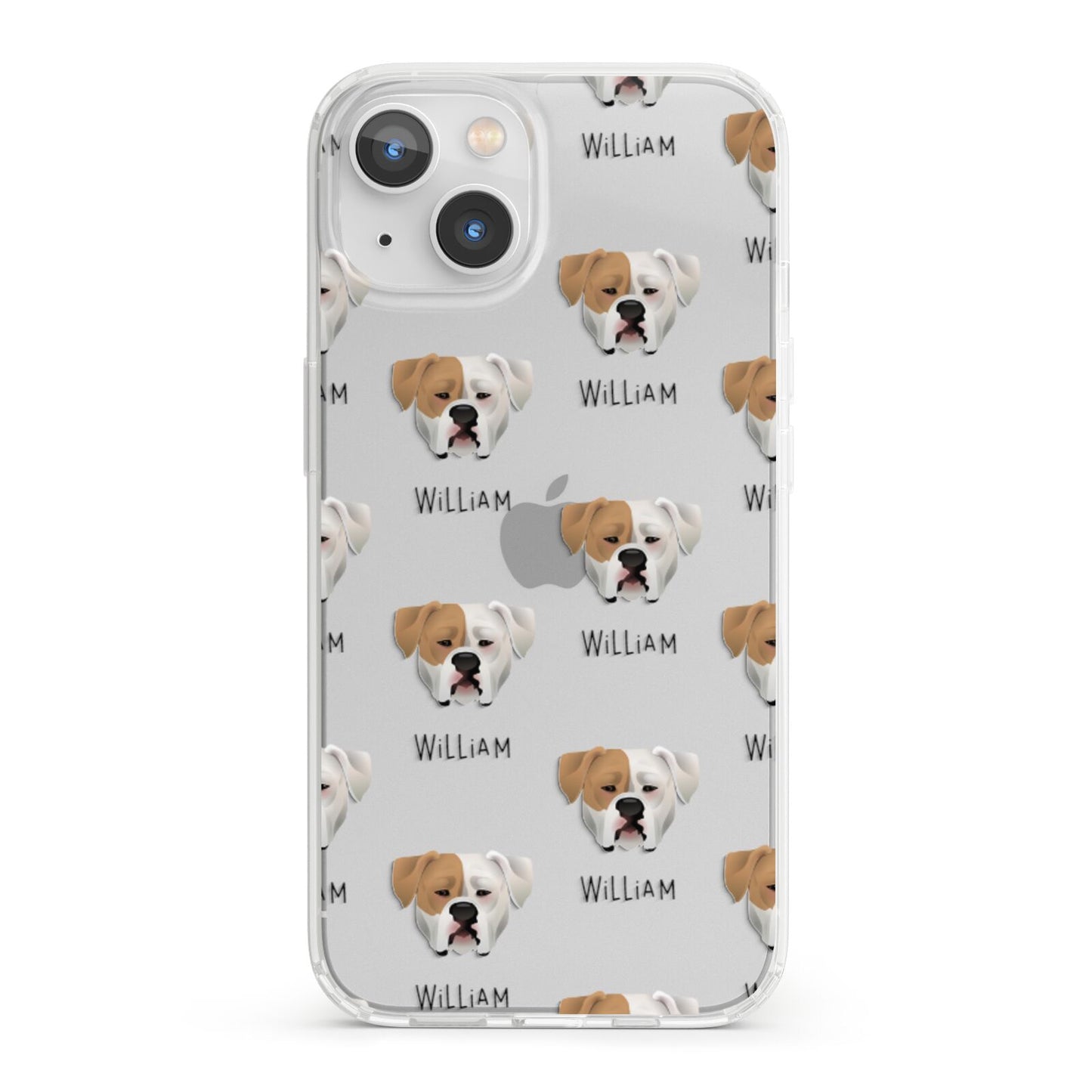 American Bulldog Icon with Name iPhone 13 Clear Bumper Case