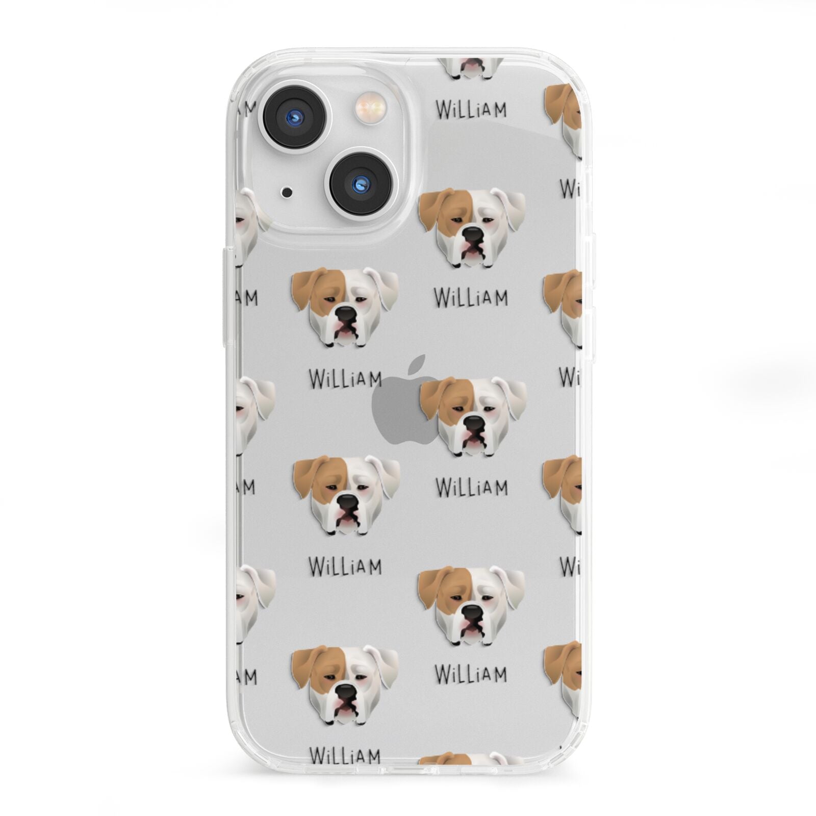 American Bulldog Icon with Name iPhone 13 Mini Clear Bumper Case