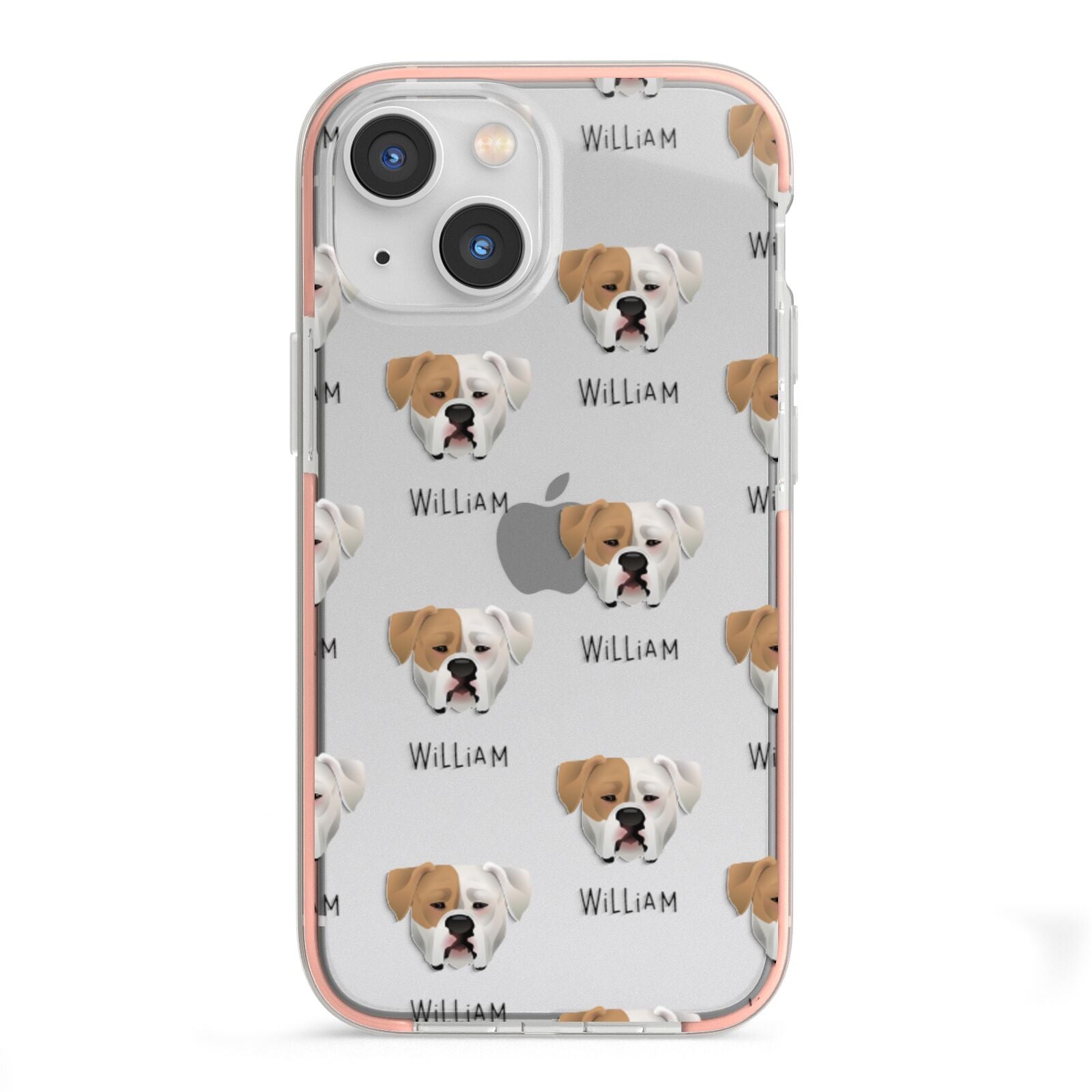 American Bulldog Icon with Name iPhone 13 Mini TPU Impact Case with Pink Edges
