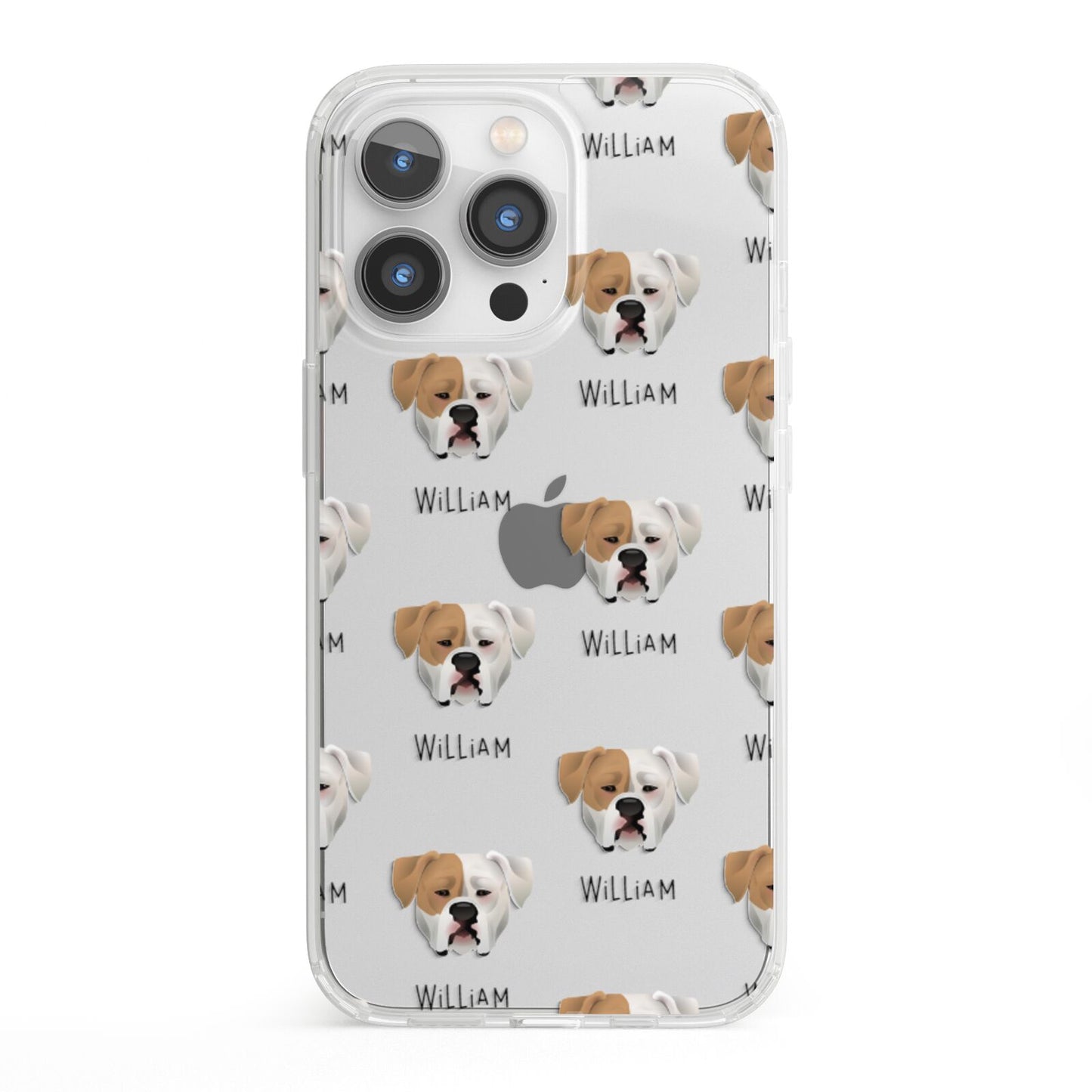 American Bulldog Icon with Name iPhone 13 Pro Clear Bumper Case