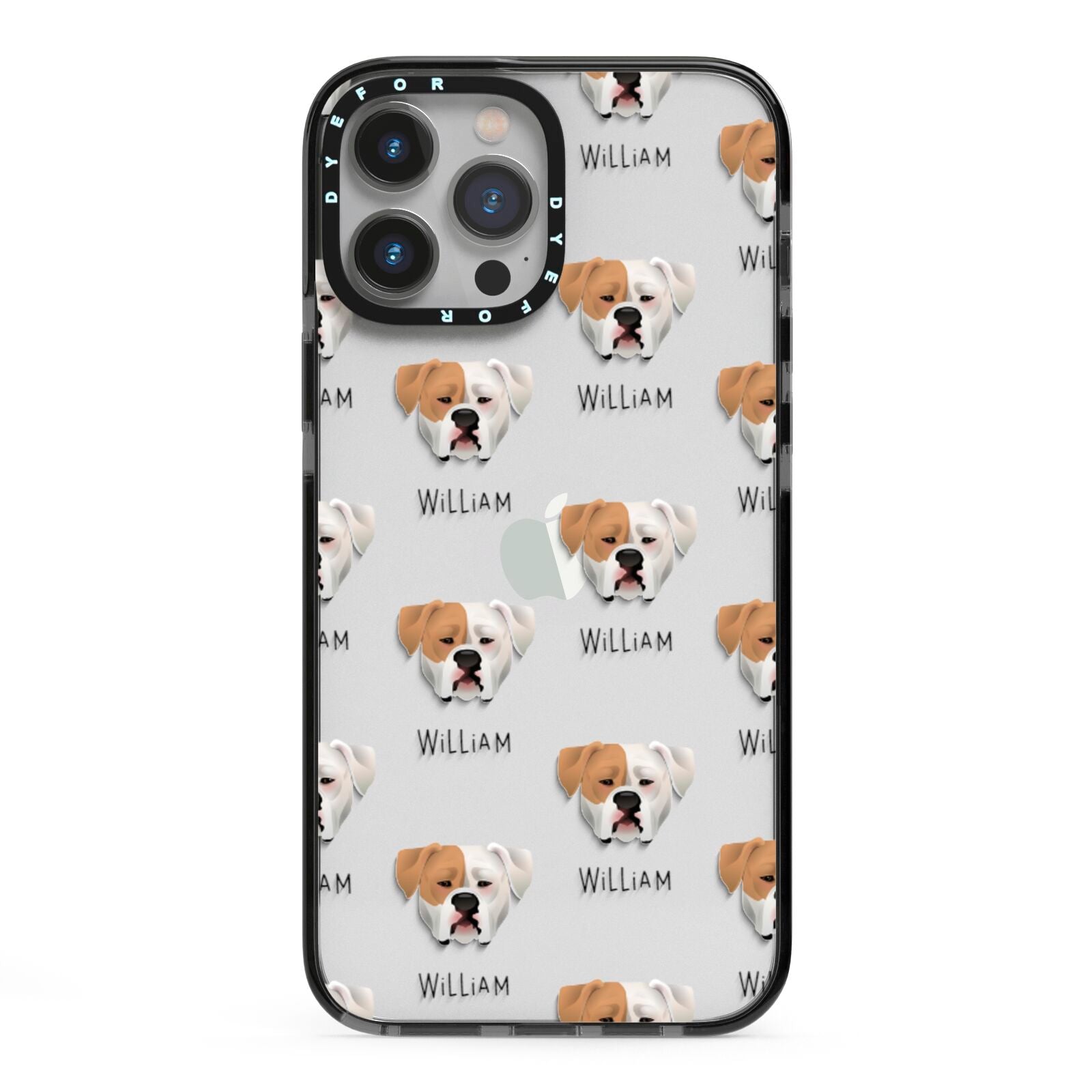 American Bulldog Icon with Name iPhone 13 Pro Max Black Impact Case on Silver phone