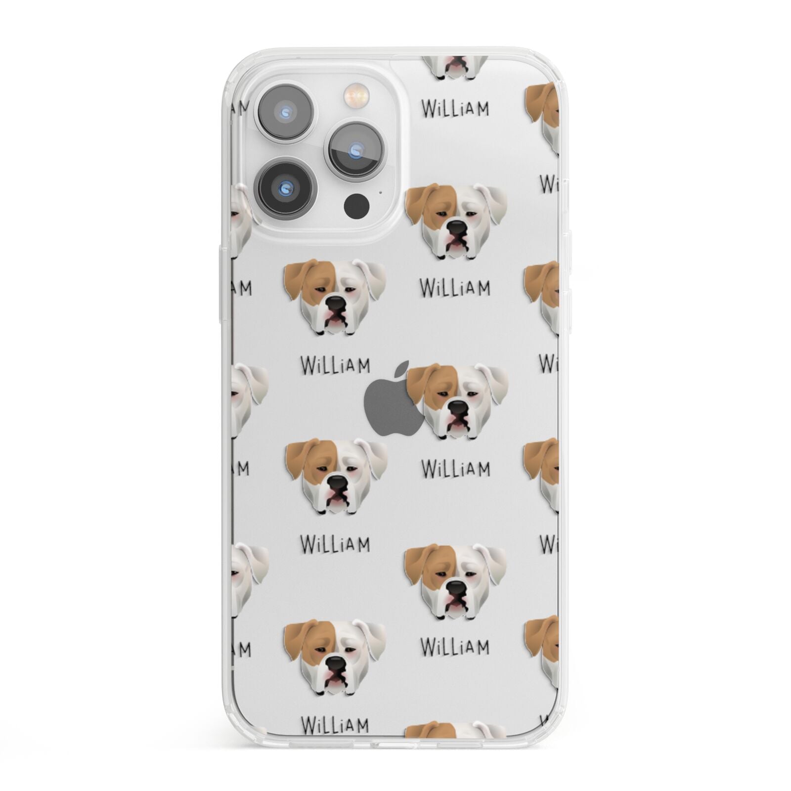 American Bulldog Icon with Name iPhone 13 Pro Max Clear Bumper Case