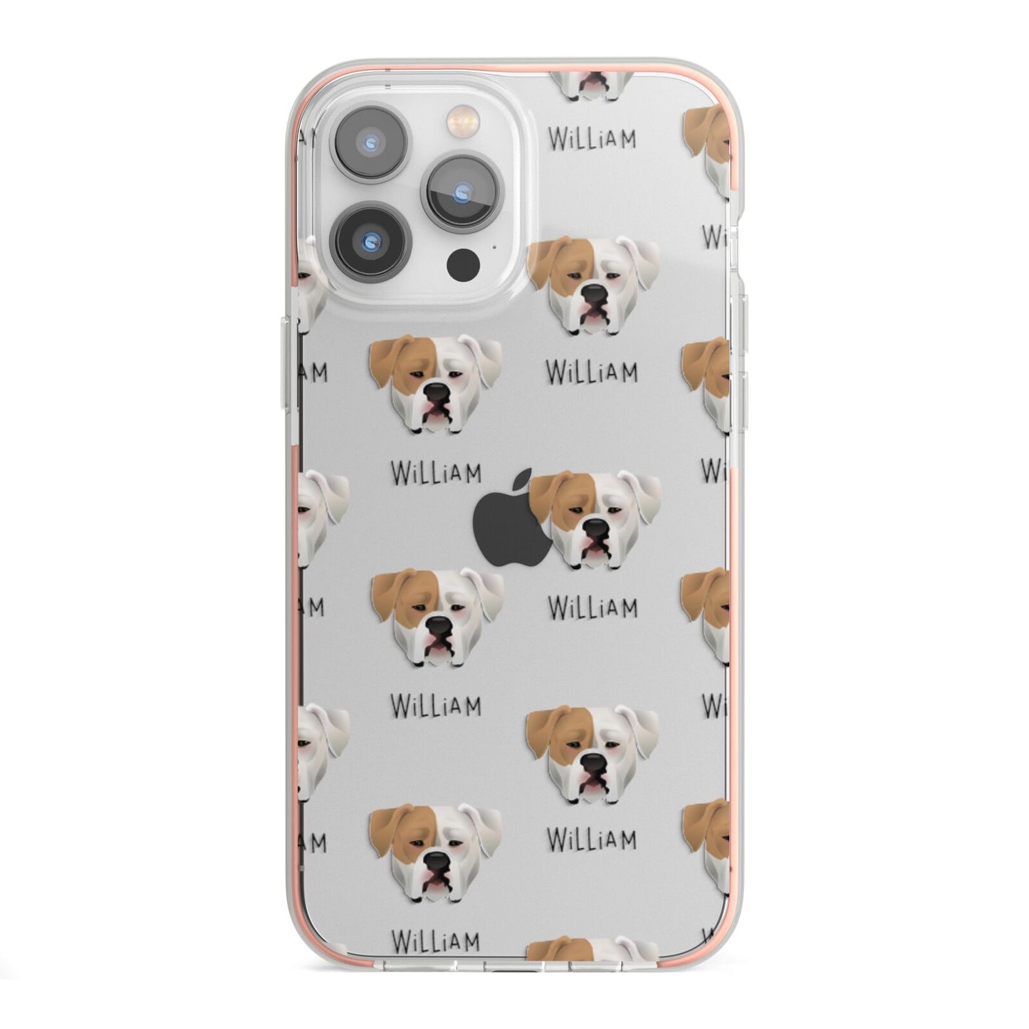 American Bulldog Icon with Name iPhone 13 Pro Max TPU Impact Case with Pink Edges