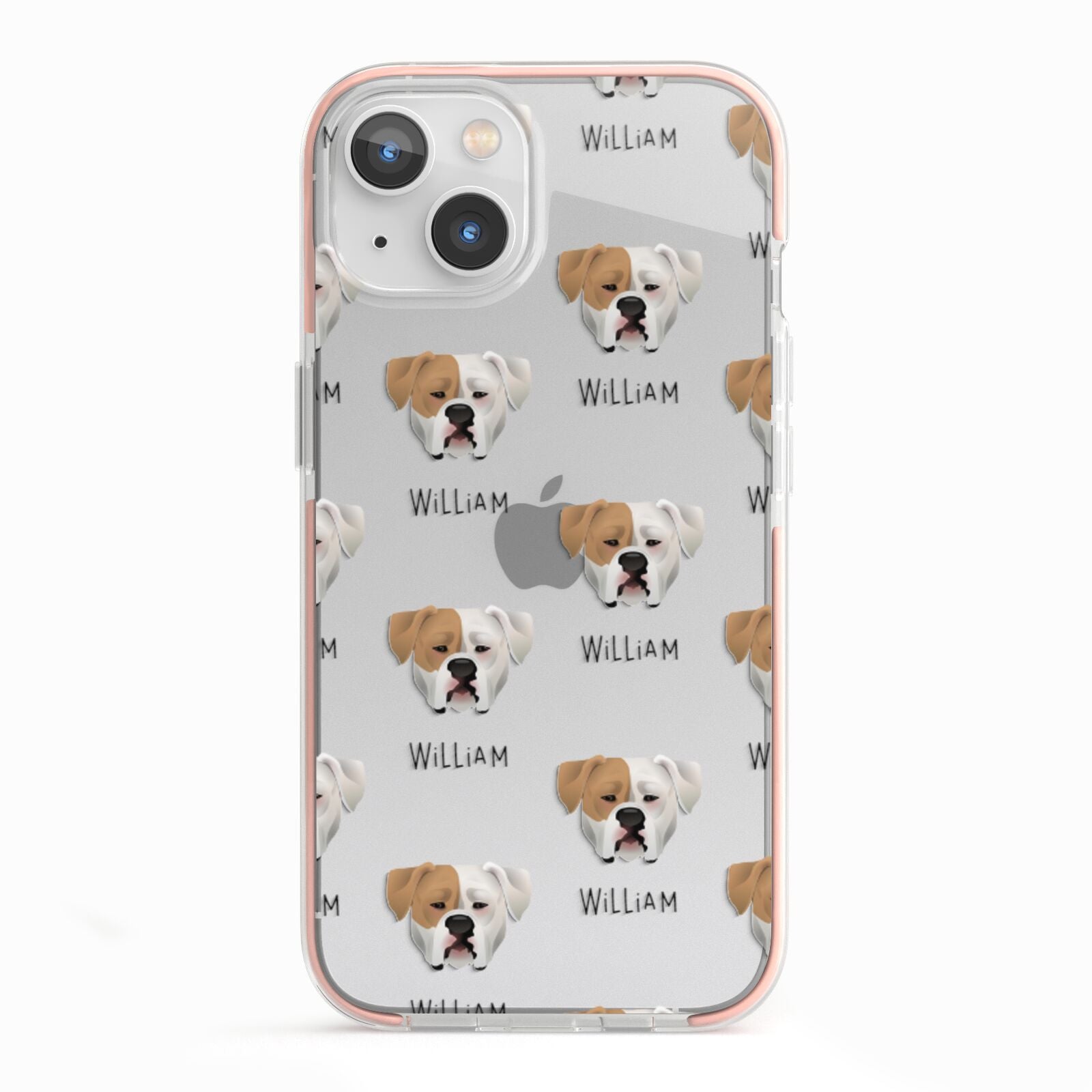 American Bulldog Icon with Name iPhone 13 TPU Impact Case with Pink Edges