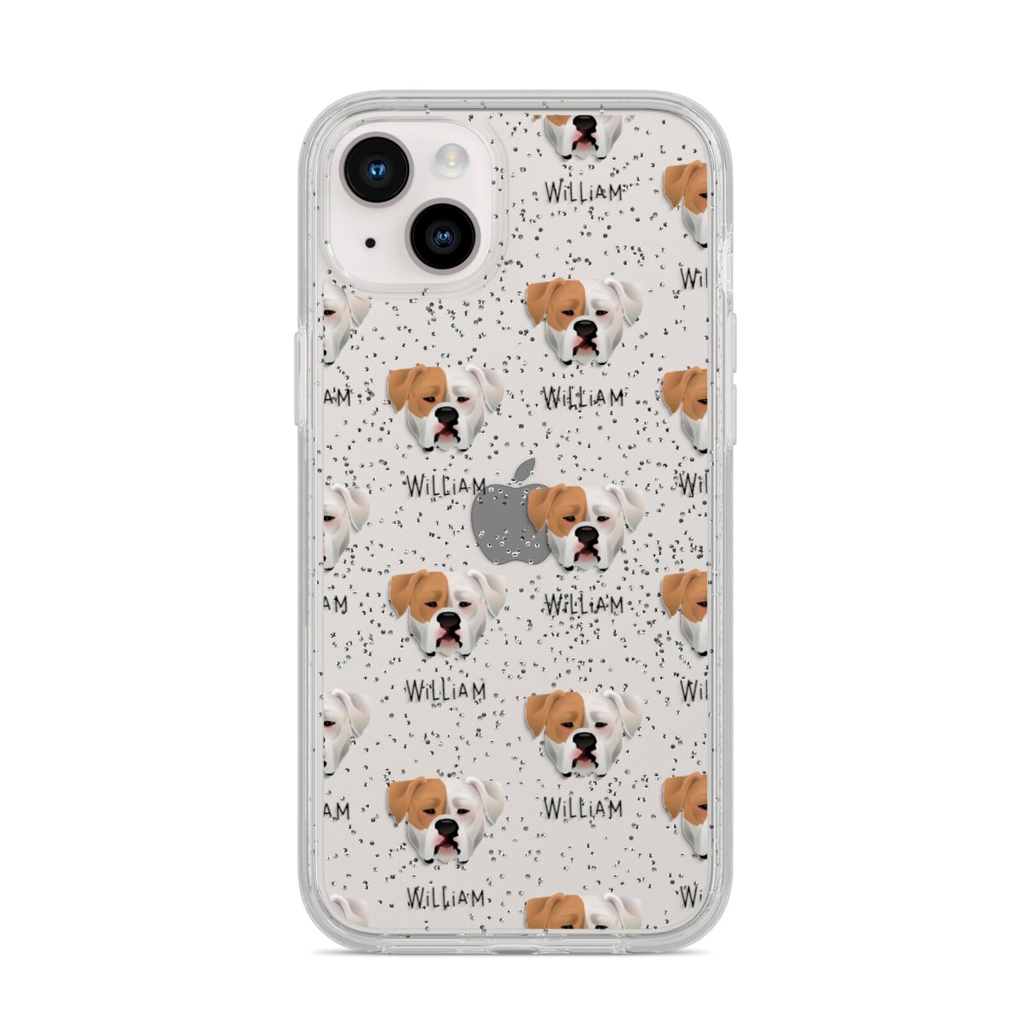 American Bulldog Icon with Name iPhone 14 Plus Glitter Tough Case Starlight