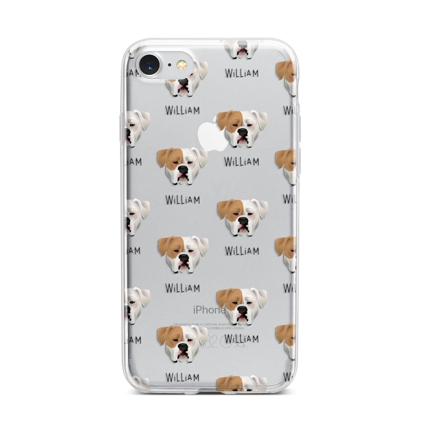 American Bulldog Icon with Name iPhone 7 Bumper Case on Silver iPhone