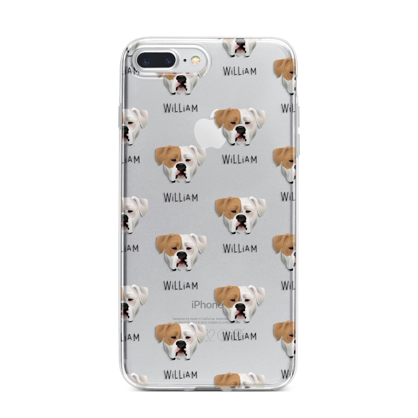 American Bulldog Icon with Name iPhone 7 Plus Bumper Case on Silver iPhone