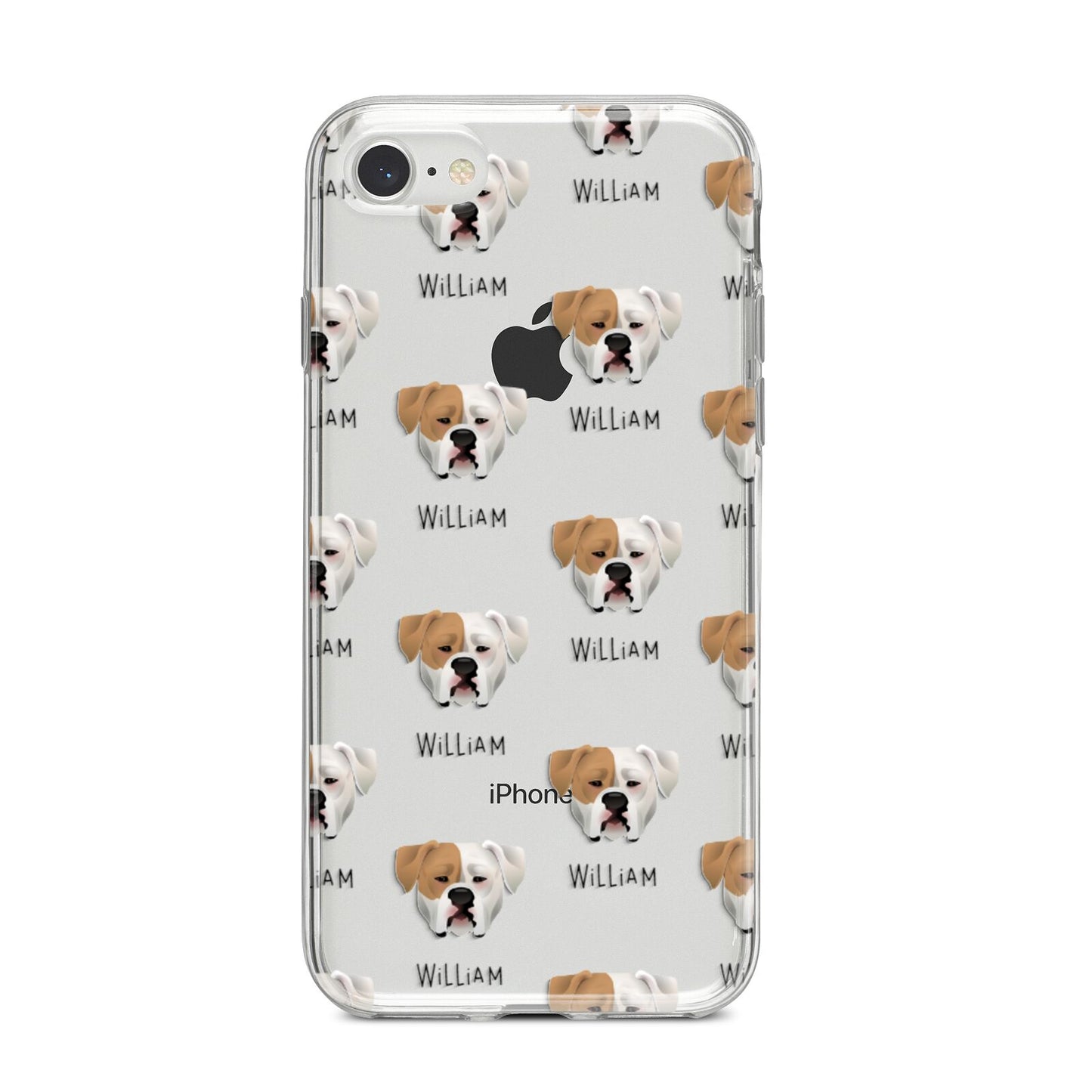 American Bulldog Icon with Name iPhone 8 Bumper Case on Silver iPhone