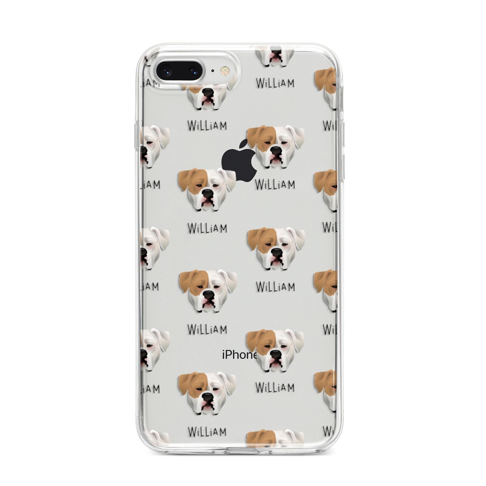 American Bulldog Icon with Name iPhone 8 Plus Bumper Case on Silver iPhone