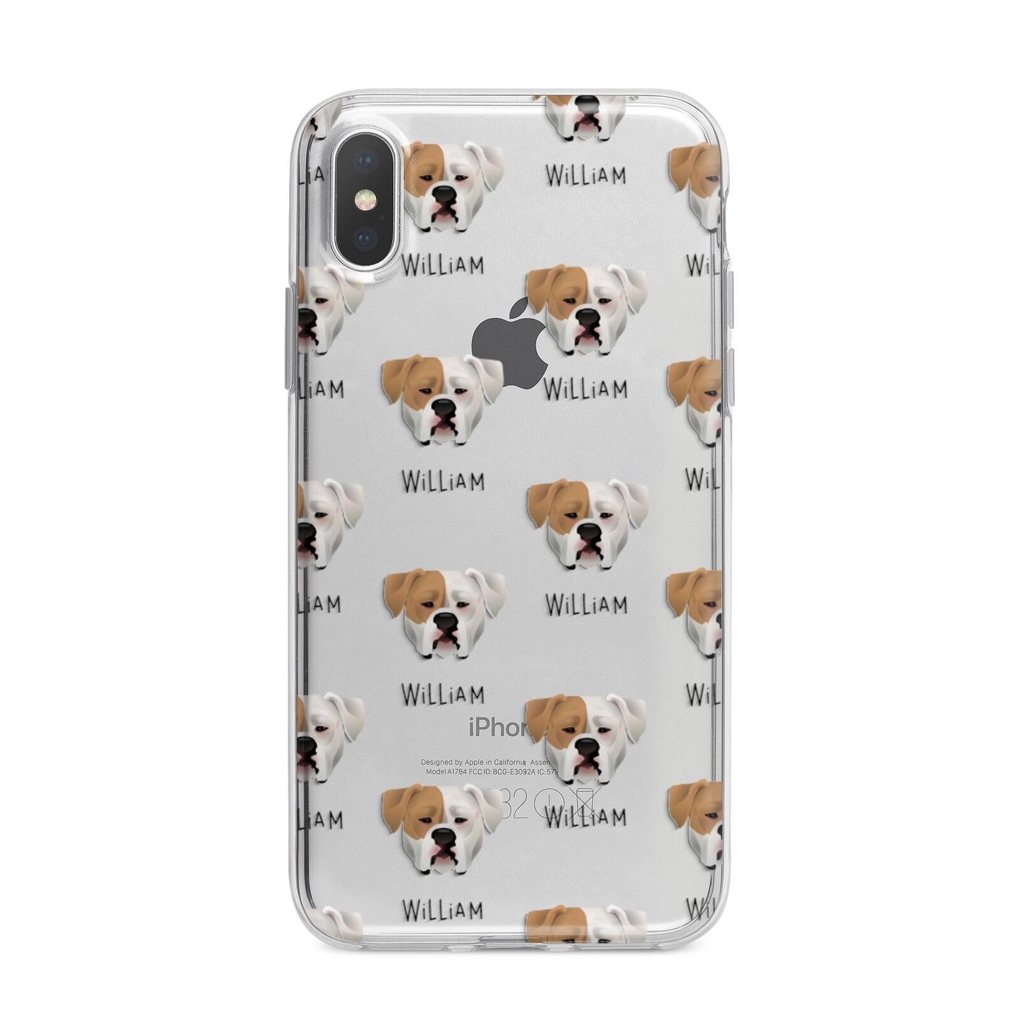American Bulldog Icon with Name iPhone X Bumper Case on Silver iPhone Alternative Image 1