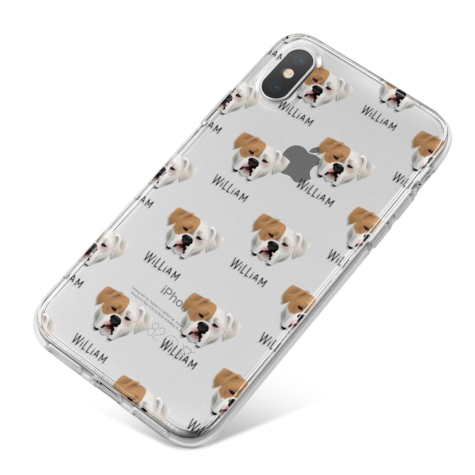 American Bulldog Icon with Name iPhone X Bumper Case on Silver iPhone