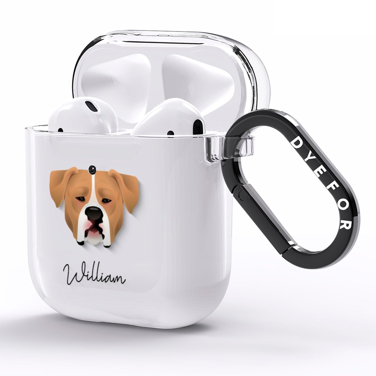 American Bulldog Personalised AirPods Clear Case Side Image