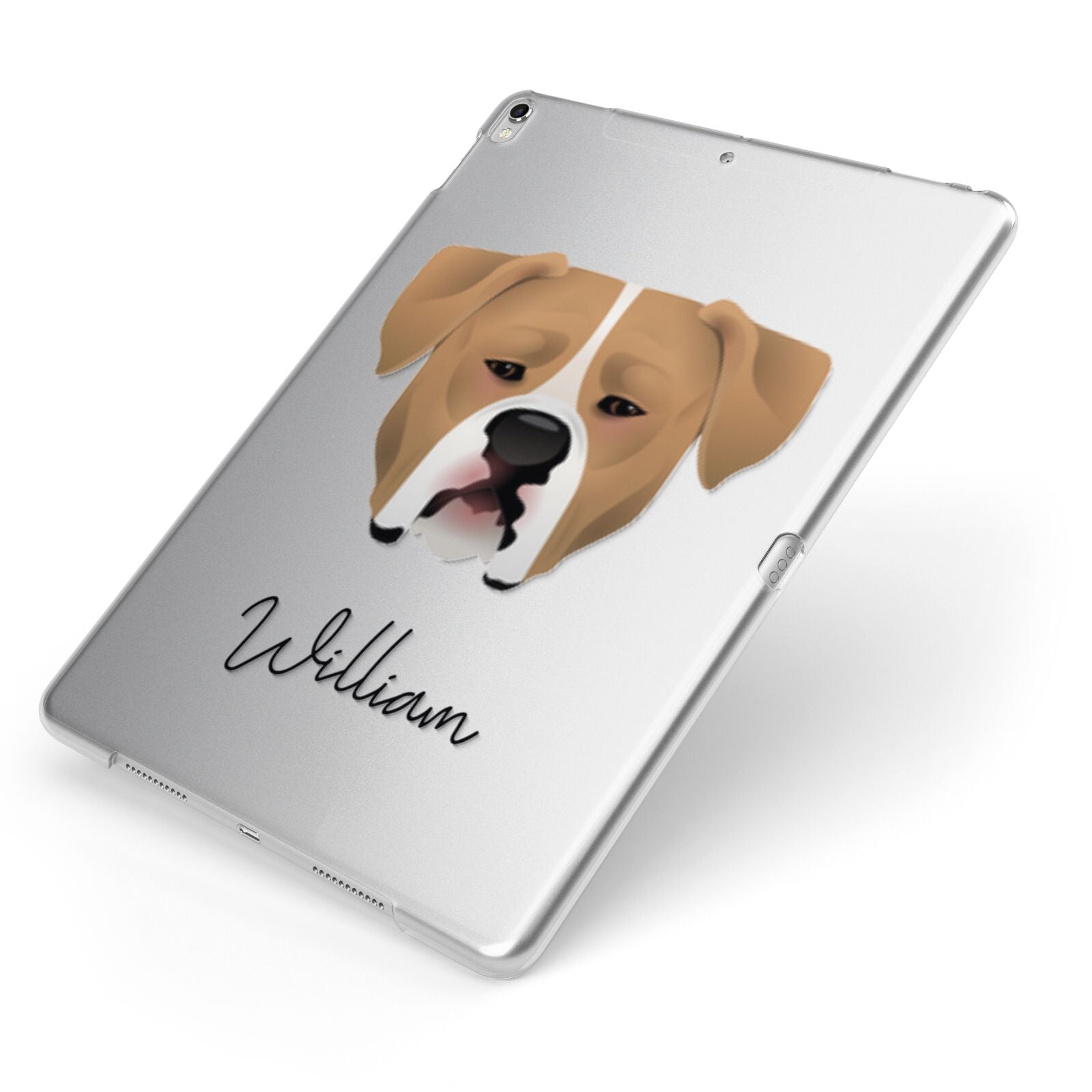 American Bulldog Personalised Apple iPad Case on Silver iPad Side View