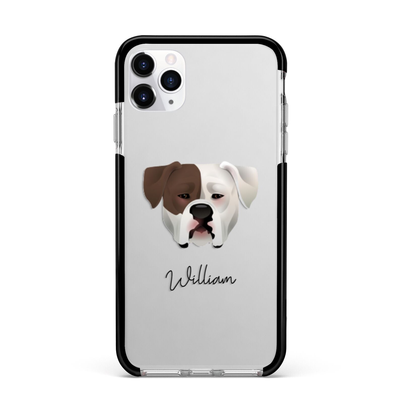 American Bulldog Personalised Apple iPhone 11 Pro Max in Silver with Black Impact Case