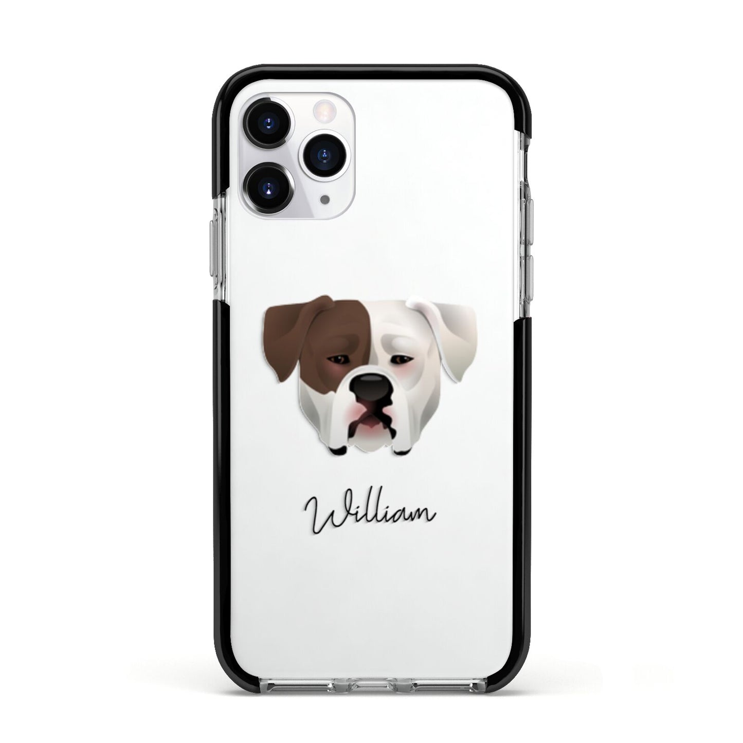 American Bulldog Personalised Apple iPhone 11 Pro in Silver with Black Impact Case