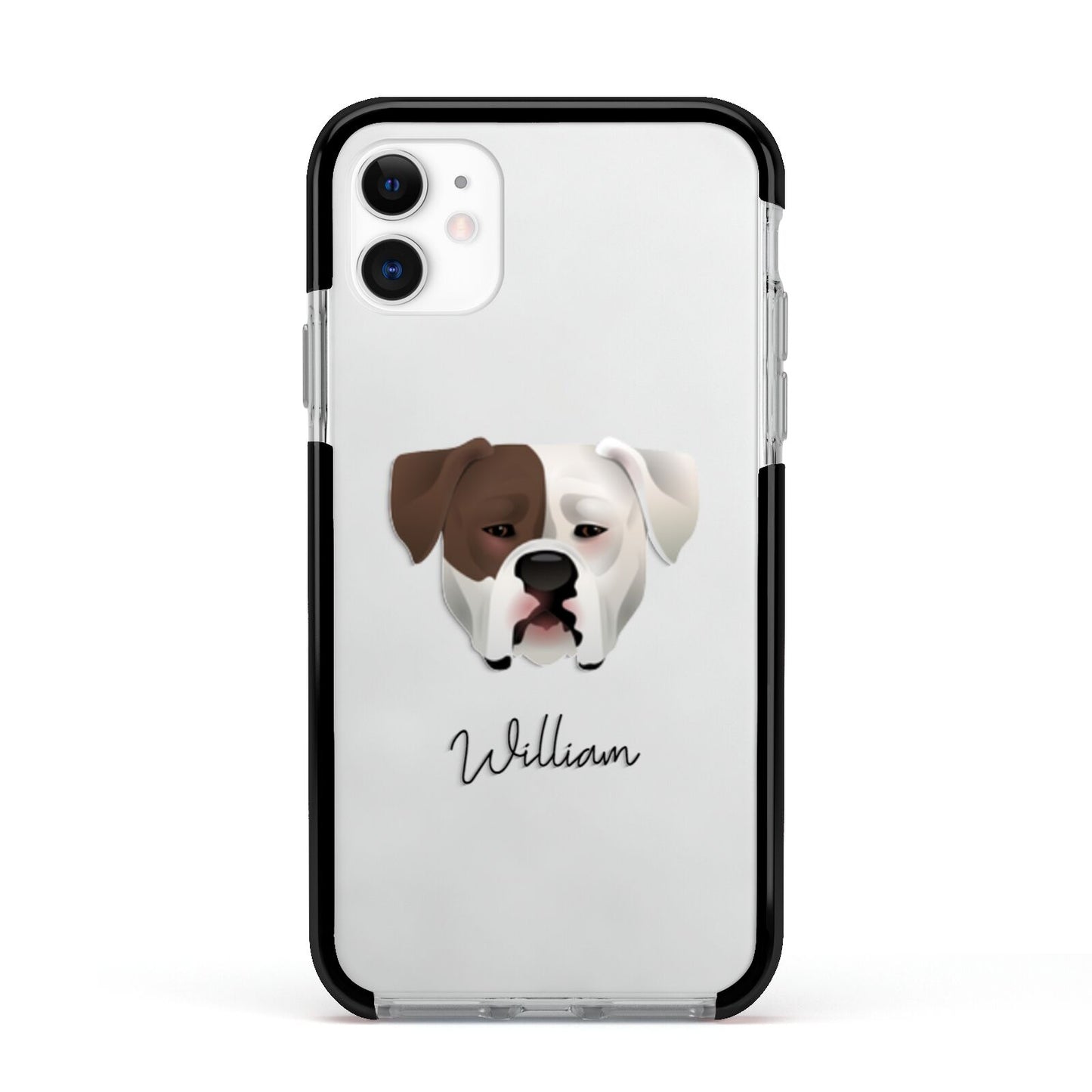 American Bulldog Personalised Apple iPhone 11 in White with Black Impact Case