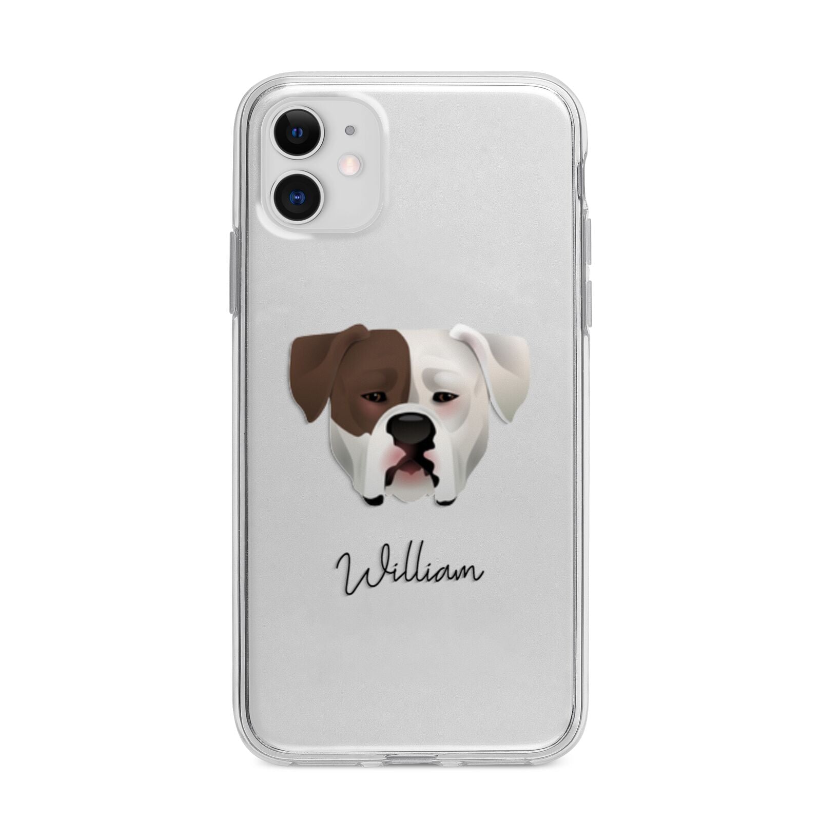 American Bulldog Personalised Apple iPhone 11 in White with Bumper Case