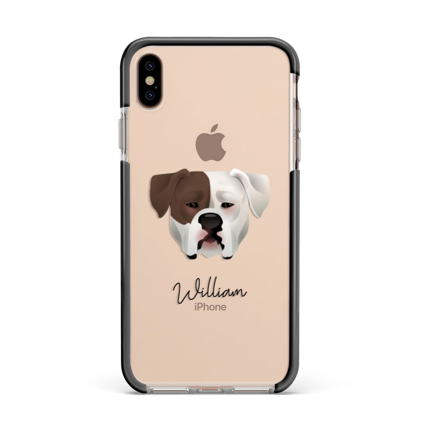 American Bulldog Personalised Apple iPhone Xs Max Impact Case Black Edge on Gold Phone