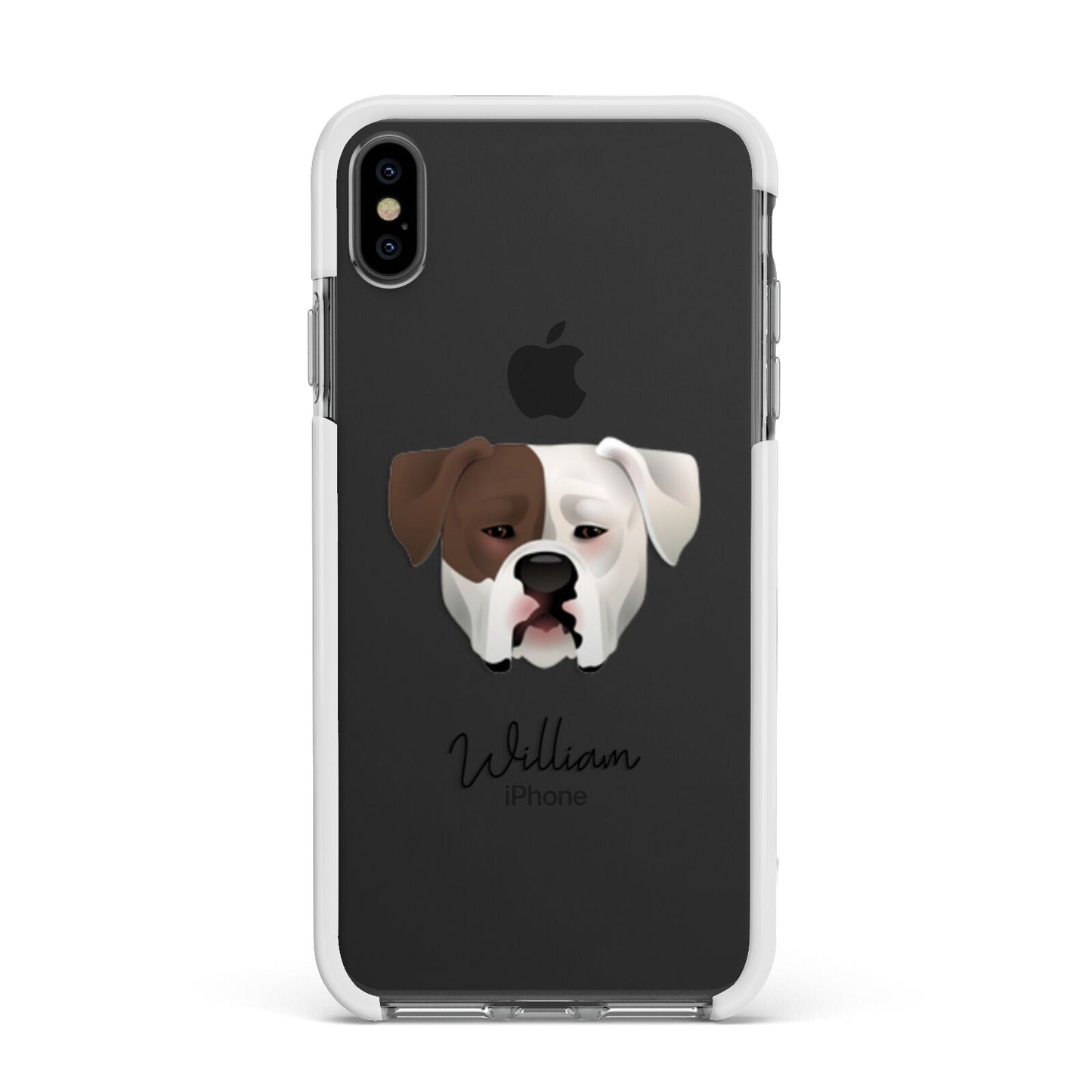 American Bulldog Personalised Apple iPhone Xs Max Impact Case White Edge on Black Phone