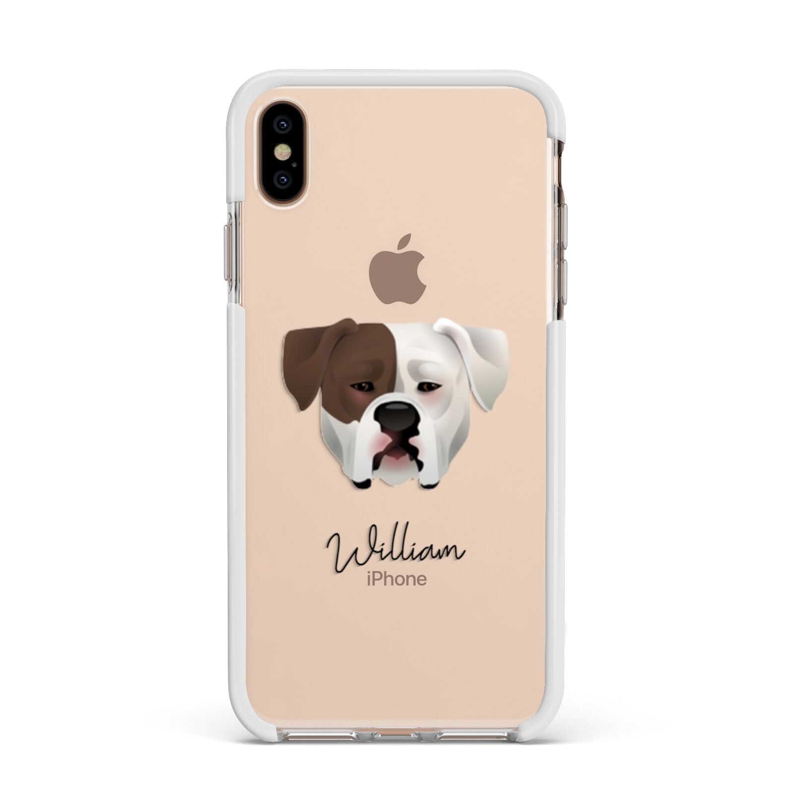 American Bulldog Personalised Apple iPhone Xs Max Impact Case White Edge on Gold Phone