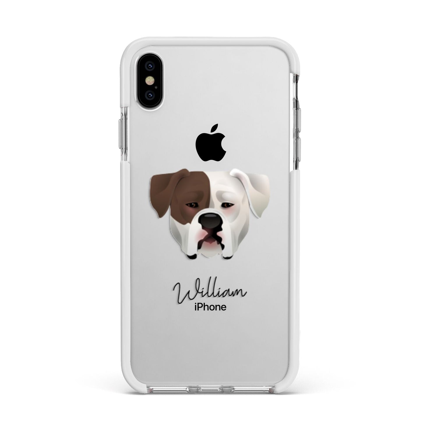 American Bulldog Personalised Apple iPhone Xs Max Impact Case White Edge on Silver Phone