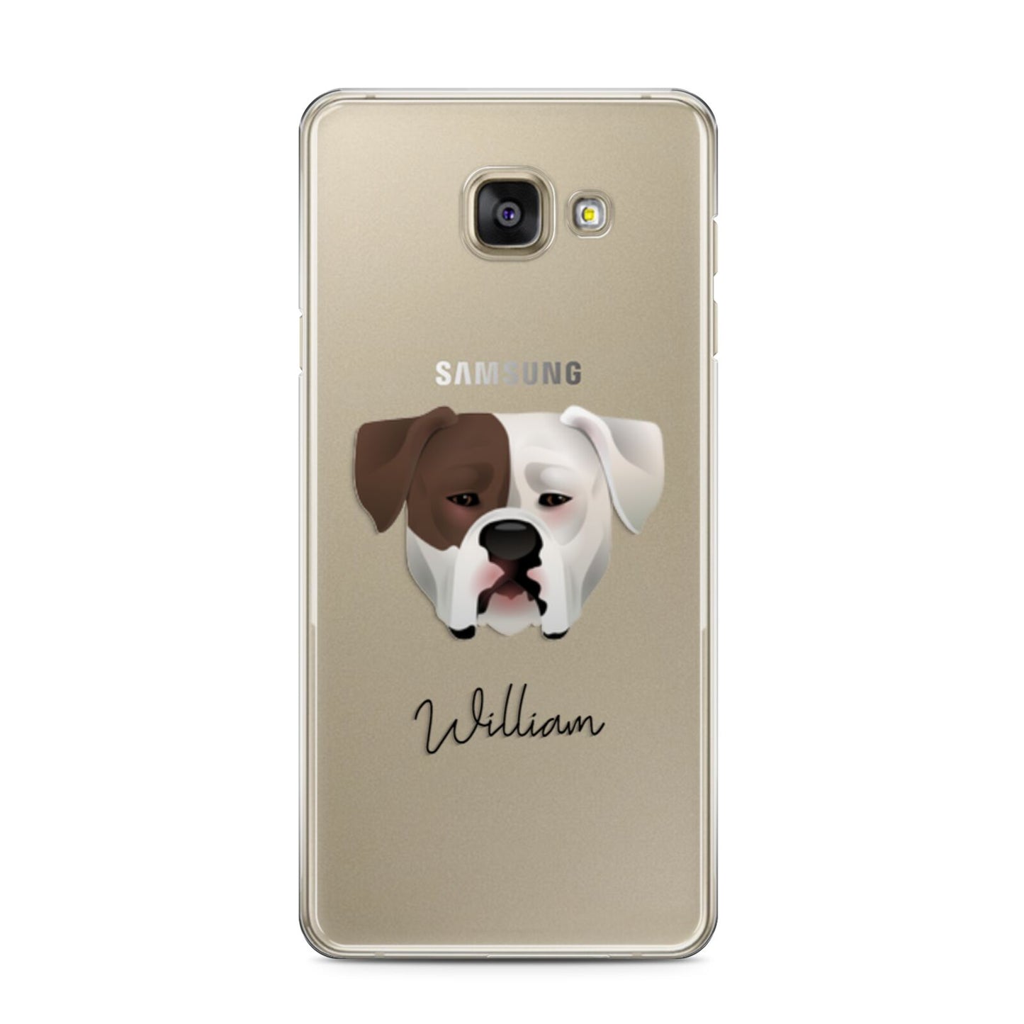 American Bulldog Personalised Samsung Galaxy A3 2016 Case on gold phone