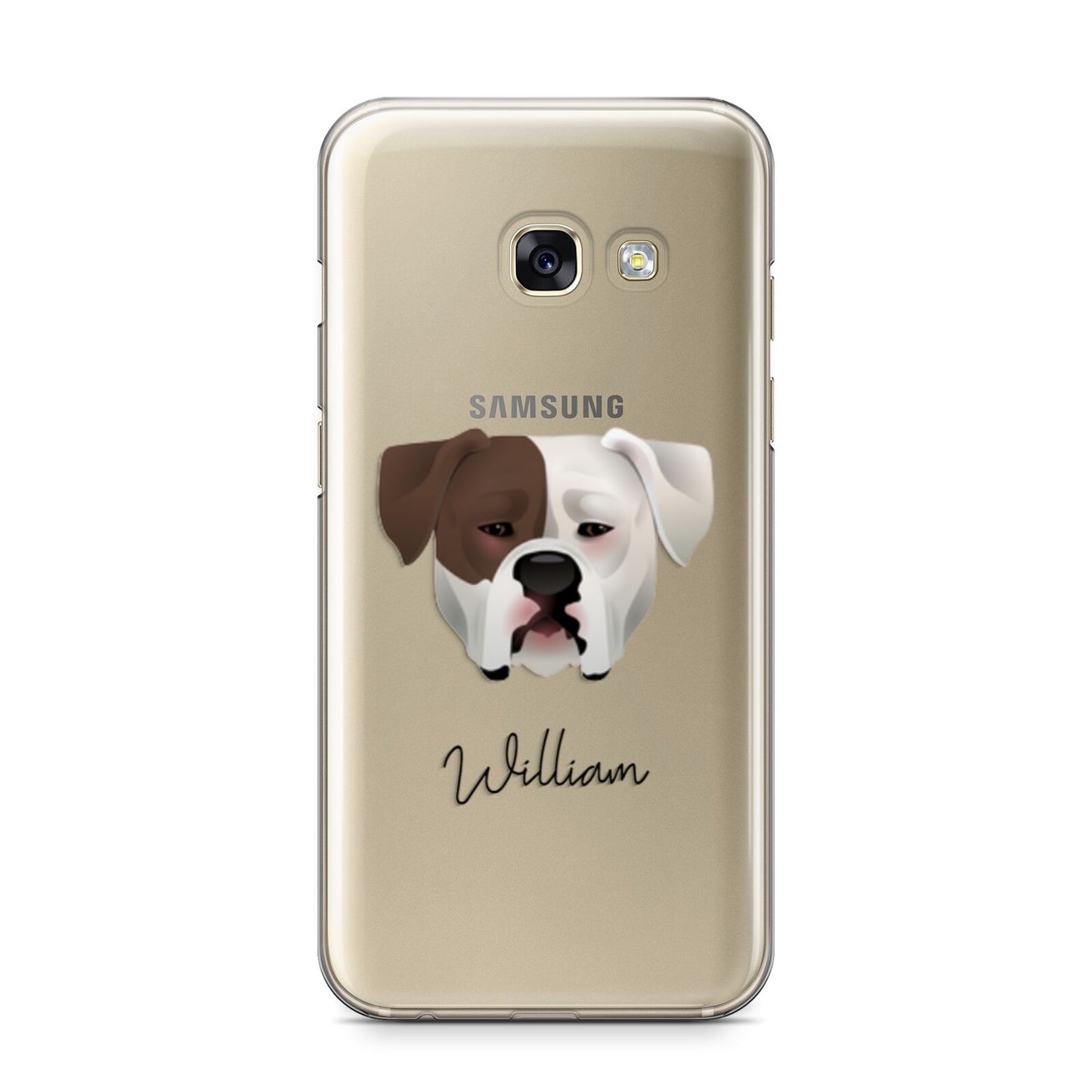 American Bulldog Personalised Samsung Galaxy A3 2017 Case on gold phone