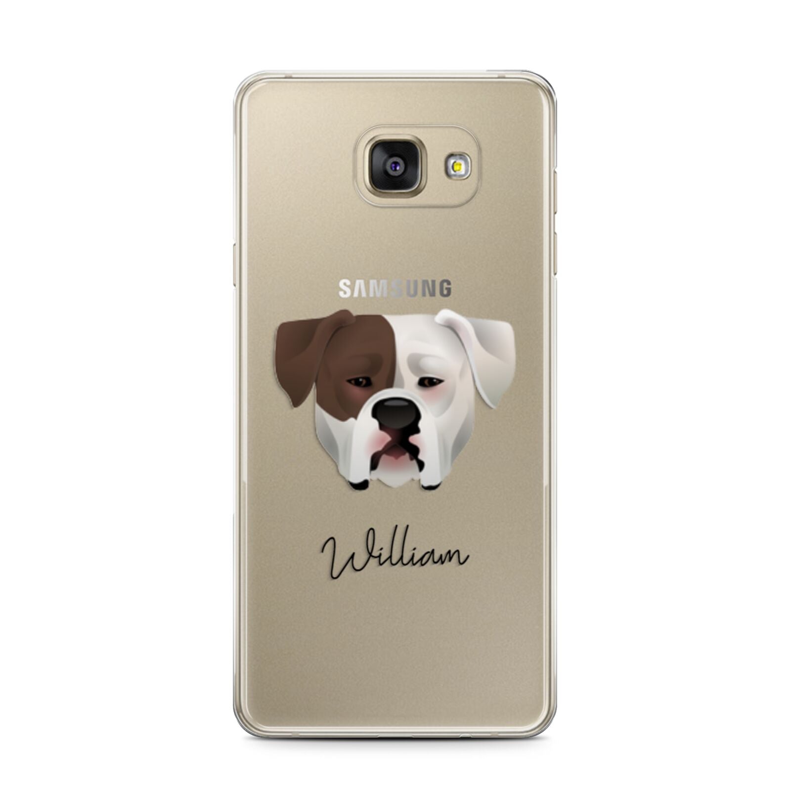 American Bulldog Personalised Samsung Galaxy A7 2016 Case on gold phone