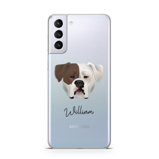 American Bulldog Personalised Samsung S21 Plus Phone Case