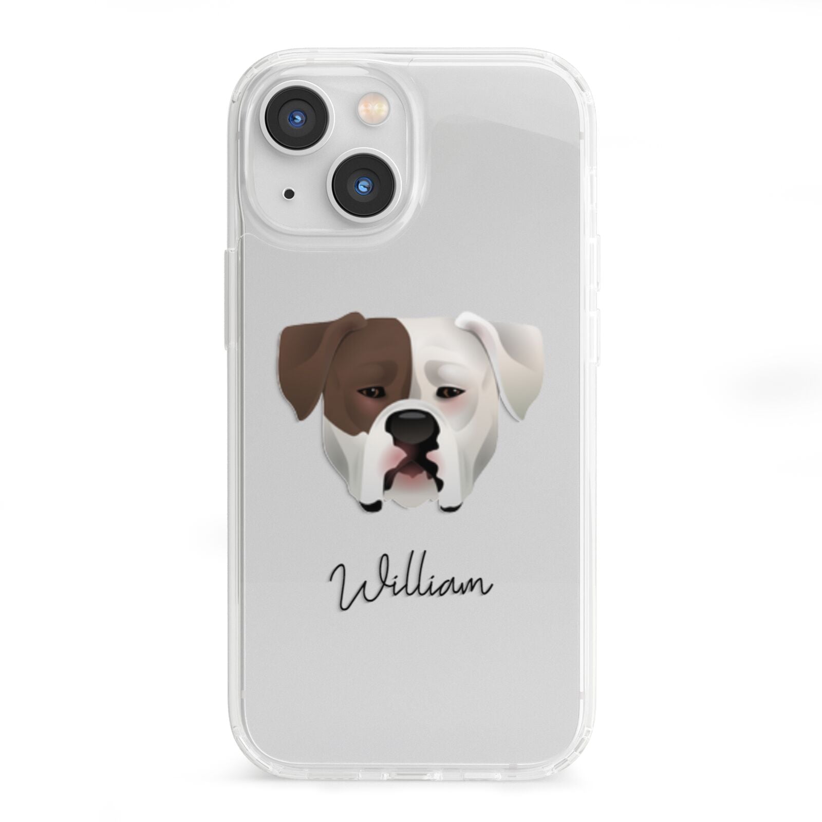 American Bulldog Personalised iPhone 13 Mini Clear Bumper Case