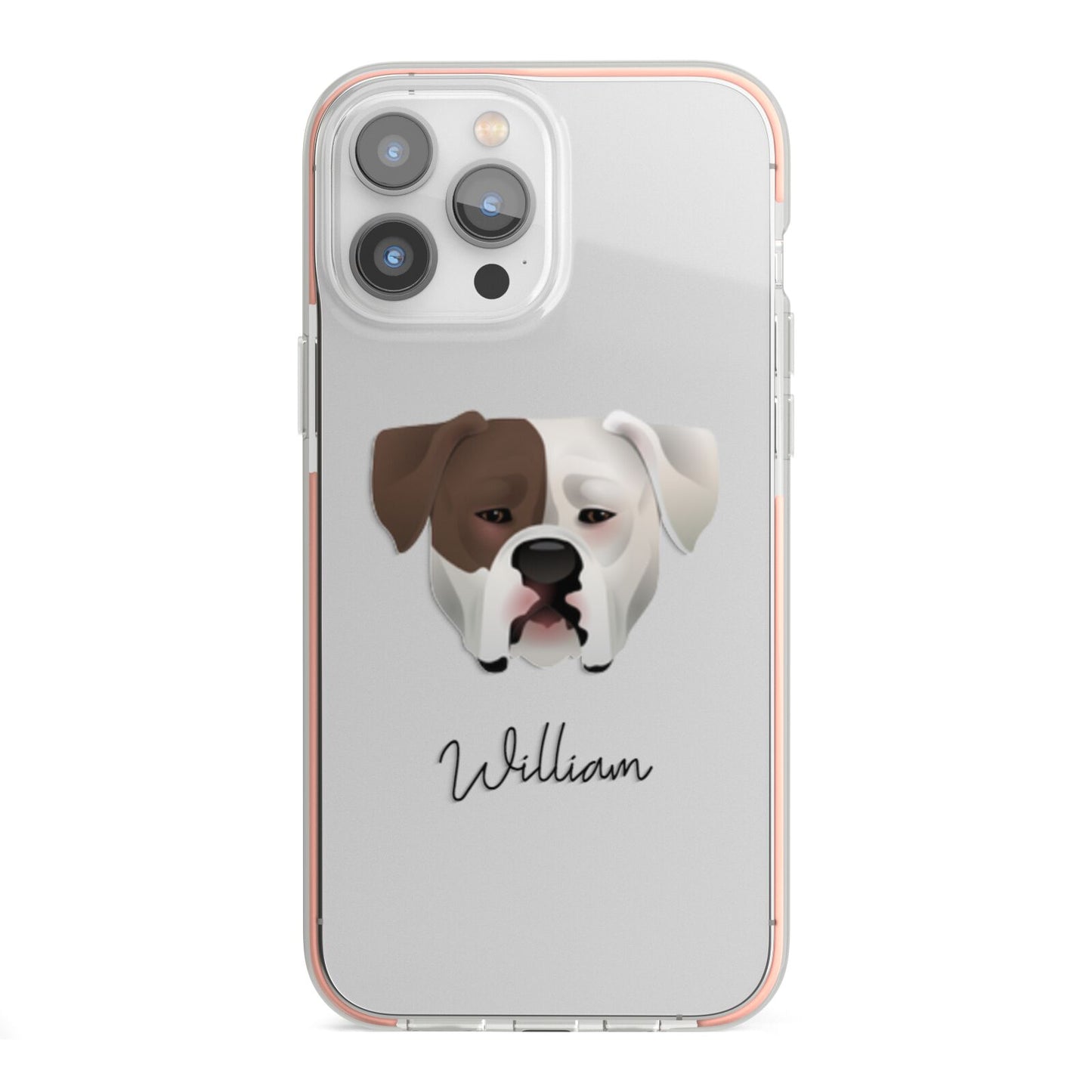 American Bulldog Personalised iPhone 13 Pro Max TPU Impact Case with Pink Edges