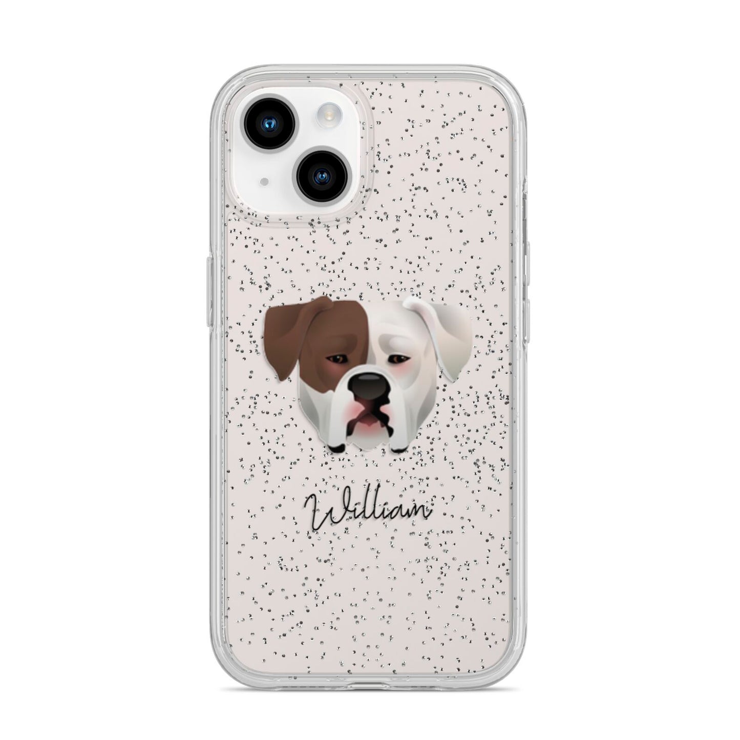 American Bulldog Personalised iPhone 14 Glitter Tough Case Starlight