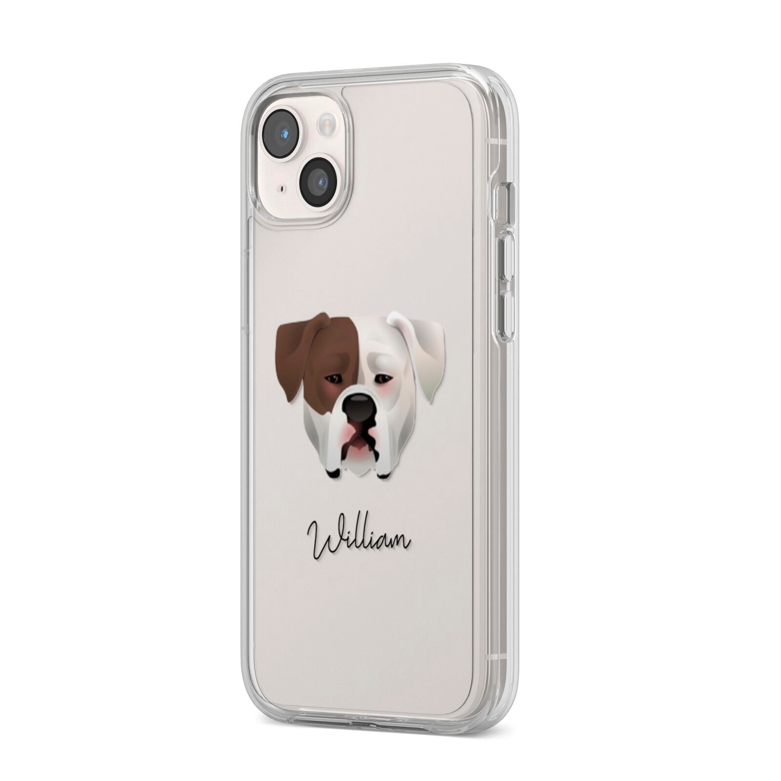 American Bulldog Personalised iPhone 14 Plus Clear Tough Case Starlight Angled Image