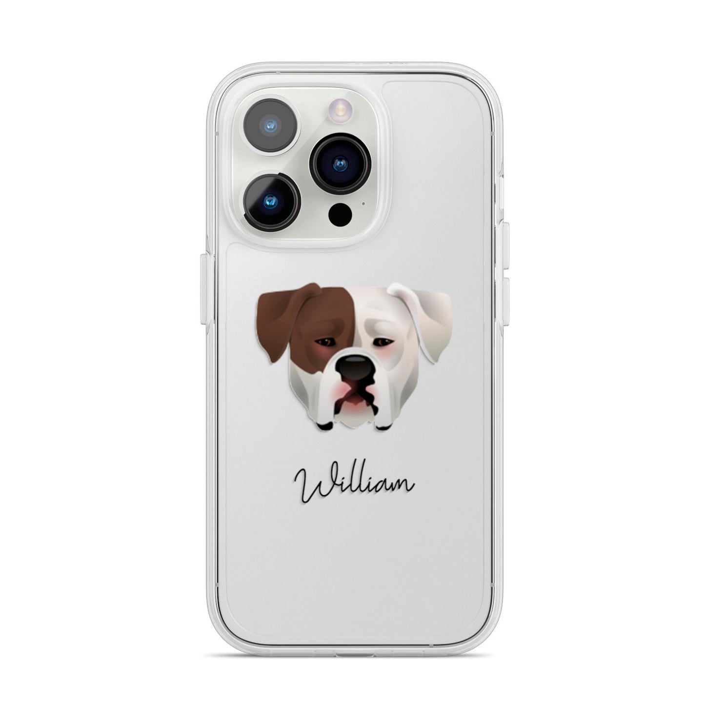American Bulldog Personalised iPhone 14 Pro Clear Tough Case Silver