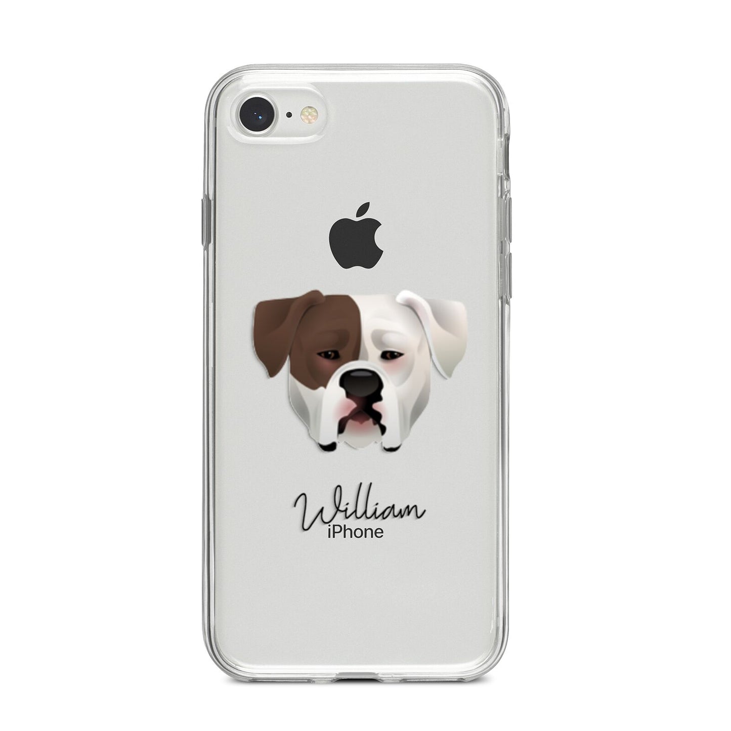 American Bulldog Personalised iPhone 8 Bumper Case on Silver iPhone