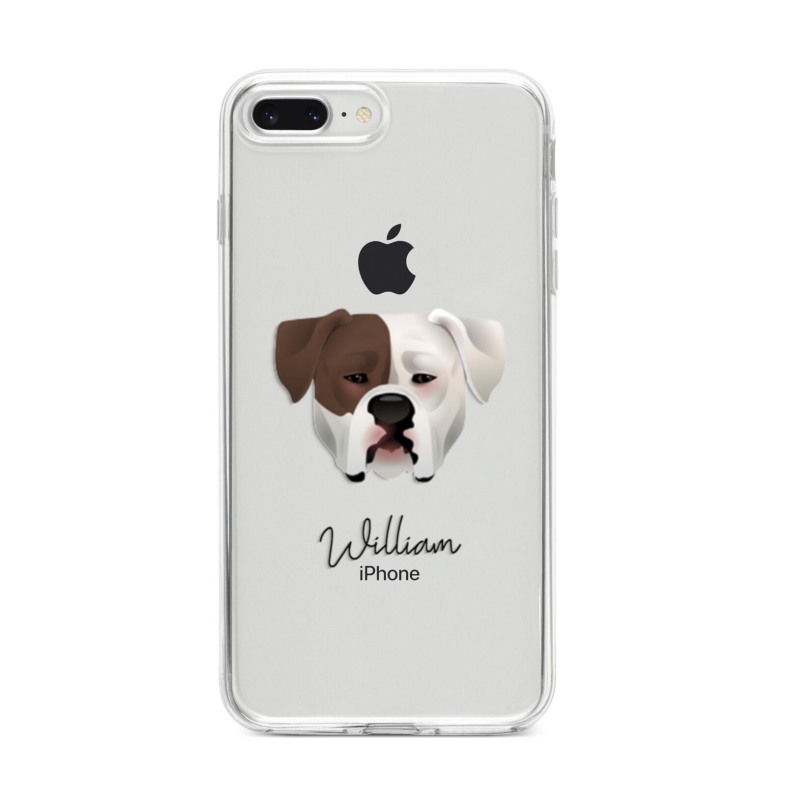 American Bulldog Personalised iPhone 8 Plus Bumper Case on Silver iPhone