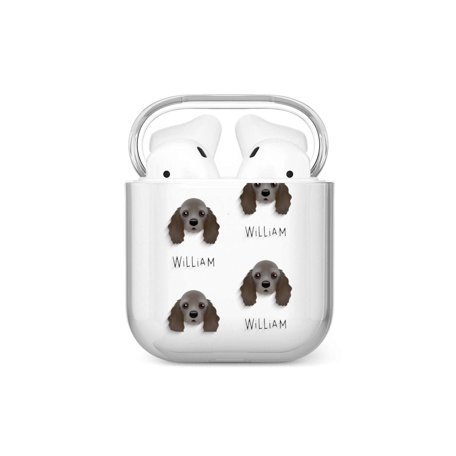American Cocker Spaniel Icon with Name AirPods Case