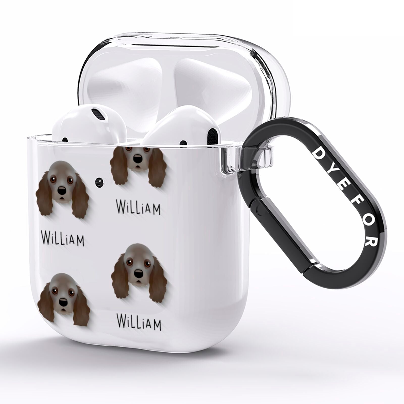 American Cocker Spaniel Icon with Name AirPods Clear Case Side Image