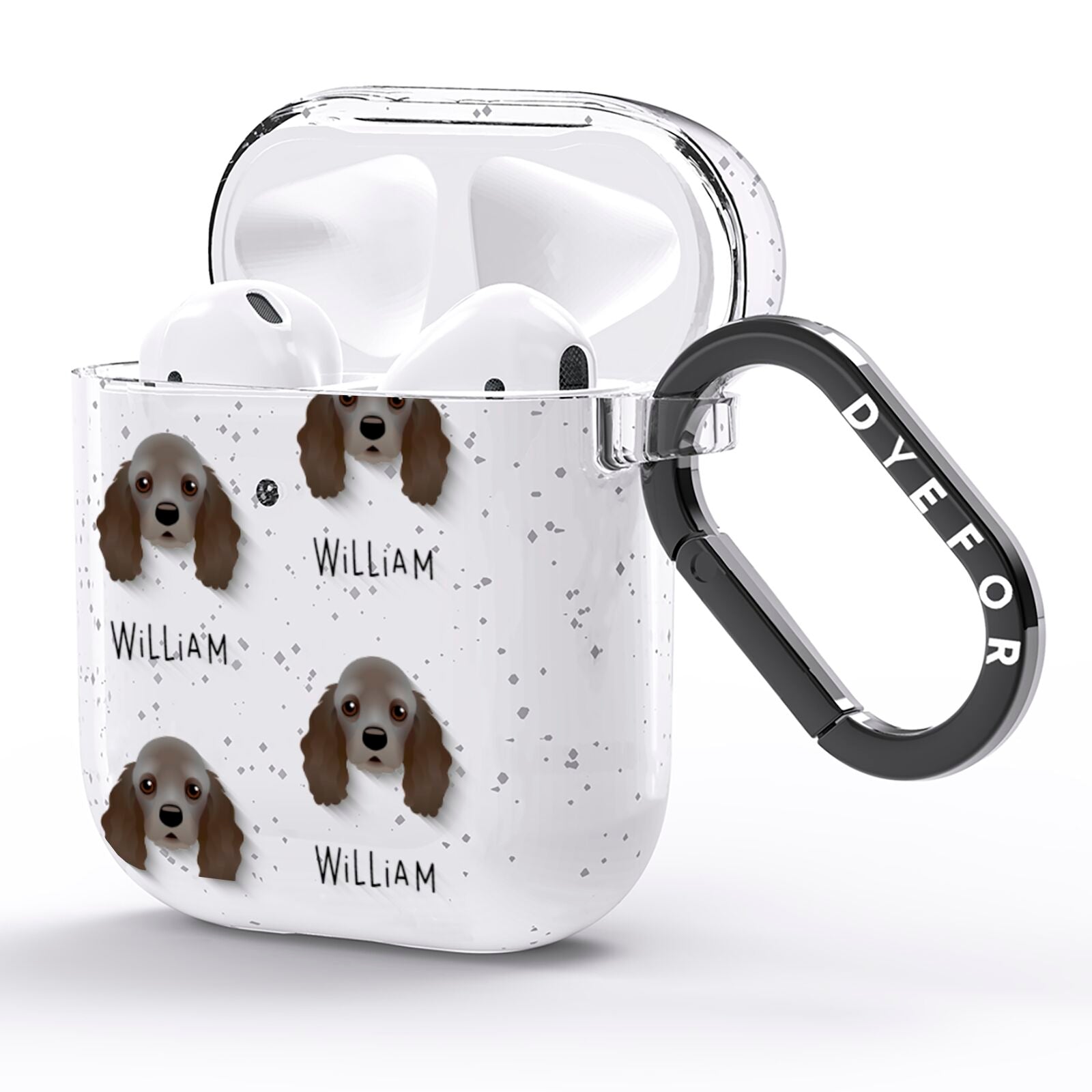 American Cocker Spaniel Icon with Name AirPods Glitter Case Side Image