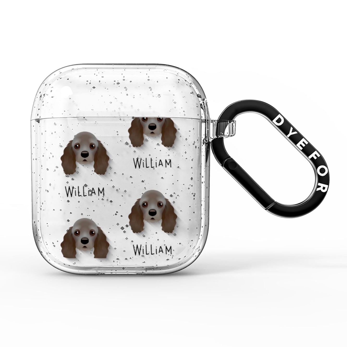 American Cocker Spaniel Icon with Name AirPods Glitter Case