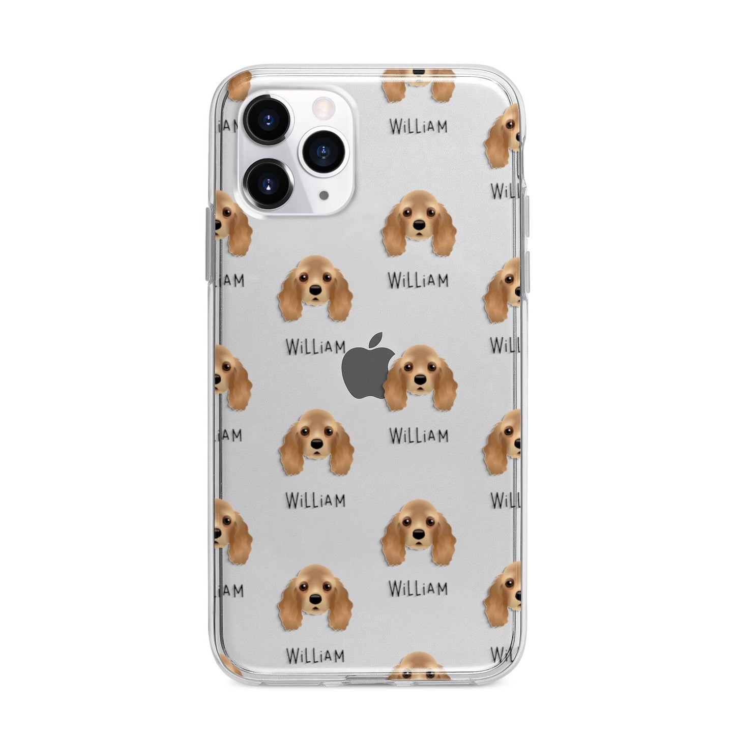 American Cocker Spaniel Icon with Name Apple iPhone 11 Pro Max in Silver with Bumper Case
